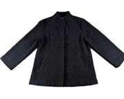 Eileen Fisher Black Wool Blend Swing Coat Jacket - Women's Size XS