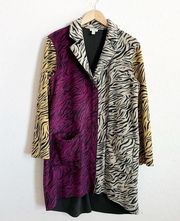 LOGO Lori Goldstein Reversible Fleece Coat Multicolor Snap