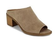 Espirit Lena 2 Block Heel Mules Size 8.5 NWOT Tan Perforated Sandal Slide