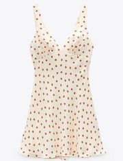 ZARA  Strawberry Fruit Girl Mini Dress Ivory Satin Printed