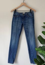 Medium Wash Skinny Jeans Denim Minimalist Cotton Blend Button 26