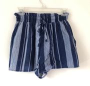 Navy White Striped Drawstring Shorts