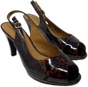 Wessex Bria Leopard Women’s Slingback Peep Toe Heels Size 9.5