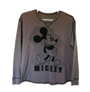 Disney  Parks Mickey Mouse Brick Gray Long Sleeve Thermal Sz XL