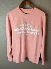 Buckle Women's American Highway Magical Fearless Female Pulover Hoodie, Pink, Small NWT