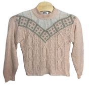 Vintage Jason‎ Maxwell Women Hand Knit Peach & Gray Chunky Sweater, Size Large