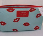 Clinique & Kate Spade New York Red Lips Cosmetic Bag. New with Tags