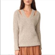 Rebecca Minkoff Draco Waffle Knit Shoulder Cut Outs Sweater NEW XS V Neck