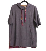 Matilda Jane Womens Tunic Top Gray Short Sleeve Hooded High Low Drawstring M