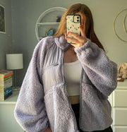 (Urban Outfitters) fleece zip-up jacket in lilac