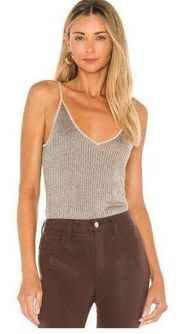 L'AGENCE Hayek Ribbed Knit Cami Tank V-Neck Fitted Brown Women's M NEW