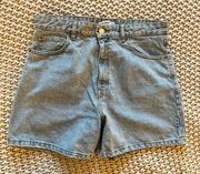 High Rise Medium Wash Denim Shorts