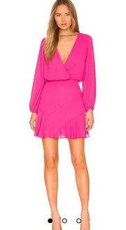 krisa Asymmetrical Skirt Long Sleeve Dress in Rosa