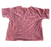 Nicole Miller Shirt Womens Small Pink Crew Neck Love Embroider Pocket Tee Cotton