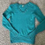 Halogen Womens MEDIUM 100% Cashmere Sweater Shirt Turquoise Blue V-neck