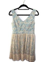 Minuet Lace Overlay Fit Flare Dress M