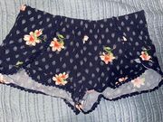 navy blue flower printed shorts 