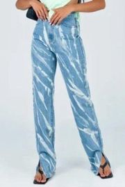 Lioness Alabama Jeans Bleach‎ Tie Dye Denim Side Slits Streetwear Size Small