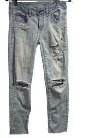 American Eagle American‎ Eagle jeans size 4 super stretch distressed light wash denim skinny