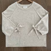 Velvet by Graham & Spencer Nicolette Cashmere Tie-Sleeve Sweater Cream Medium
