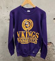 Vintage 1990s  Tultex Minnesota Vikings Purple Crewneck Sweatshirt Medium M