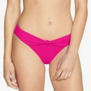 ROBIN PICCONE Olivia Knot Front High Leg Bikini Bottoms Size XS Fuchsia $86