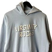 Virginity Rocks Hoodie Adult Blue Medium M Sweatshirt Graphic Tee 50/50 Sweater