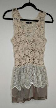 Ryu Crochet/Lace Top - Size S (est.) - GUC