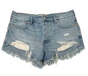 We The Free FP Distressed Button Fly Cut Off Booty Jean Shorts 100% Cotton Sz 27