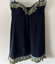 Vintage Victoria’s Secret Navy Blue Ruffled Trim Babydoll Under Wire