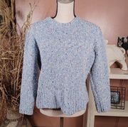 Jun and Ivy Size Small S Light Blue Multi Colored Dots Knit Sweater Crew Kneck T