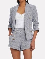 DEREK LAM 10 CROSBY Myla Striped Double-Breasted Navy Blazer in Size 6