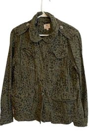 Anthropologie Sundry Animal Print Distressed Jacket Size Large