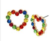 NWT BetseyJohnson rainbow heart shape earrings