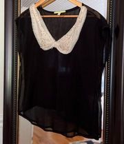 Gianni Bini Shear v Neck shirt Sleeve Blouse Size Medium