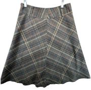 East 5th Vintage Skirt Sz 8 Brown Plaid A-Line Dark Academia Modest Lined Zip