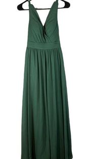 Azazie Green Chiffon Formal Long Maxi Tie Back Prom Bridesmaid Dress Women Sz A2