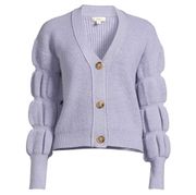 by Debut Womens Cinched Sleeve Detail Cardigan Long Sleeve Sweater
