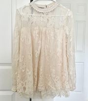 Beige Lace Detail Blouse