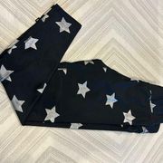 Terez Black with Silver Glitter Stars High Waisted Leggings, Size L