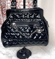 Lulu  Black Heart Quilted Satchel