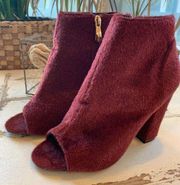 Cape Robbin Peep Toe Bootie Red Fur