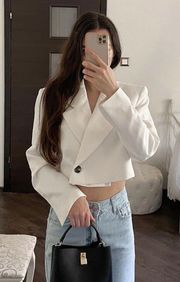 blazer cropped double breasted oyster white