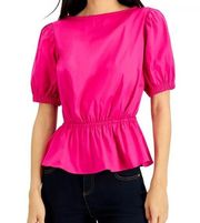 Inc International Concepts Women's Fuchsia Peplum Top Size Large NWT