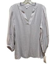 JohnPaulRichard Striped Metallic Blouse Grey Size Medium