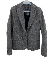 Abercrombie & Fitch tweed wool blend one button blazer grey speckled size 0