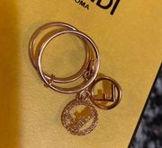 Fendi F is Fendi Double Charm ring Metal and Crystal- Rose Gold size M