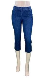 Classic Dark Wash Flat Front Denim Capris