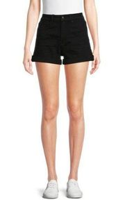 New NOBO No Boundaries Curvy Mom Cuffed Shortie Shorts Juniors 15 Black Stretch