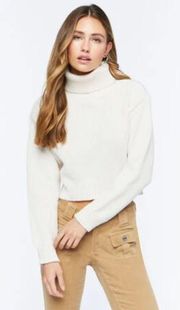 Contemporary Wool Blend Cream Turtleneck Chunky Oversize Sweater Size S